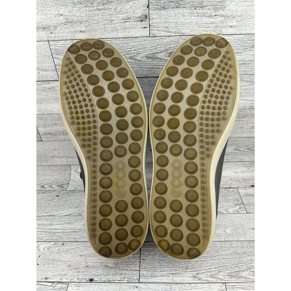 Ecco Soft 7 Sneakers Gray Leather Lace Up Casual‎ Walking Shoes